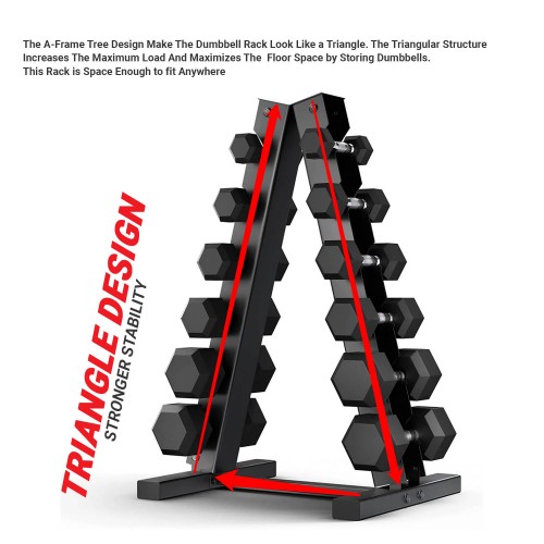 SDR-02 A-Frame 6-Tier Dumbbell Rack Stand for Home Gym (Dumbbells not included)
