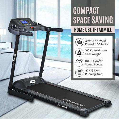 STH-2100 (2 HP DC Motor) LCD Display with Hydraulic Folding Treadmill